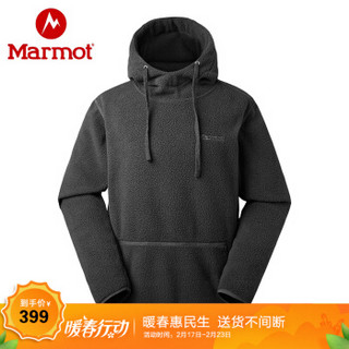 Marmot/土拨鼠20春夏新款户外连帽男士保暖长袖羊羔绒连帽卫衣 1515玛瑙灰 M 欧码偏大