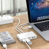 奥睿科（ORICO） G11-3UA USB3.0分线器OTG集线器HUB免驱外置声卡 USB3.0*3+音频接口*2-白色1米