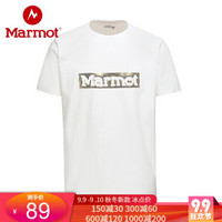 marmot/土拨鼠2019夏季运动户外休闲防晒透气男士短袖T恤 080白色（男款） XL 欧码偏大