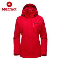 marmot/土拨鼠秋冬户外防风防水保暖女羽绒三合一冲锋衣 玫红6347 XL 欧码偏大