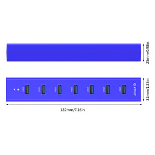 奥睿科（ORICO） H7013 分线器多口USB3.0 hub高速扩展集线器usb分线器七口 蓝色 带独立电源