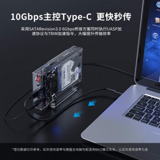 奥睿科(ORICO)移动硬盘盒2.5英寸双盘位阵列硬盘座USB3.1/10Gbps Type-C接口硬盘外置壳 全透明2259RC3