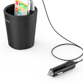 奥睿科（ORICO） UCH 车载多功能杯充 3口USB智能车载充电器单口2.4A UCH-C2-手机平板通用-黑色
