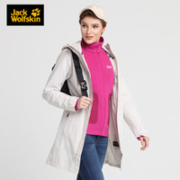 Jack Wolfskin/狼爪女士2019秋冬新品防风透气不易沾水风衣冲锋衣外套1112271 1112271-5062/珍珠白中长款 S 165/88A
