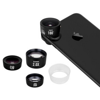 摩米士（MOMAX） 苹果iphoneX/8/7plus卓越手机镜头长焦广角微距鱼眼四合一镜头 黑色