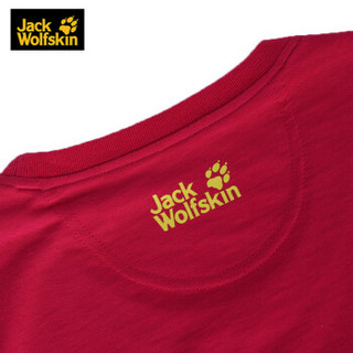 JackWolfskin 狼爪女款 夏季款户外休闲字母图形圆领T恤C500069 C500068-2081/亚码玫红色 XL