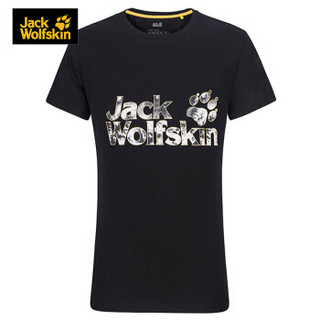 Jack Wolfskin/狼爪女士春夏新品户外运动舒适透气短袖T恤5818241 5818241-6000/黑色 M  170/92A