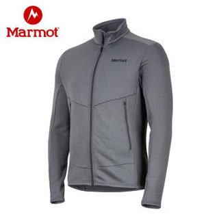 土拨鼠（Marmot） 新款户外男保暖弹力开衫抓绒衣J73100 浅灰1415 XL（欧码偏大）