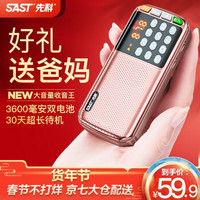 先科（SAST） N28收音机老年人MP3便携式迷你播放器插卡广播充电式随身听u盘音乐听歌音箱唱戏机 玫瑰金