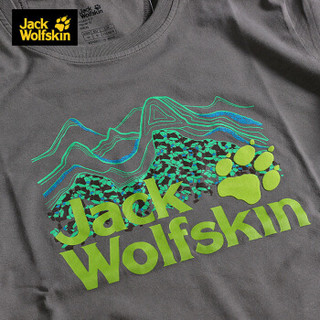 Jack Wolfskin/狼爪男款夏季户外休闲舒适短袖印花圆领T恤 C500076 C500076-6011/亚码深灰色 XL