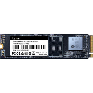 雷克沙（Lexar）NM600 M.2 NVMe SSD固态硬盘PCle 3.0四通道 240GB 读速2000M 写速1200M