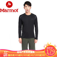 Marmot 土拨鼠 20春夏新款户外运动超轻透气男速干长袖圆领T恤 60417 曜石黑001 XL(欧码偏大)