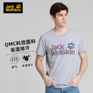 Jack Wolfskin/狼爪男装2020春新款户外吸湿透气圆领印花短袖T恤5820331 5820331-6046/幻影灰 2XL 190/120A