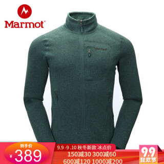 土拨鼠（Marmot） 户外运动休闲弹力男抓绒针织衫 深绿2209 XL（欧码偏大）