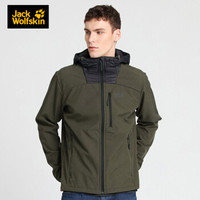 Jack Wolfskin/狼爪男士春季新品户外运动防风透气耐磨连帽软壳外套1306241 1306241-5100/深苔绿 M  180/100A