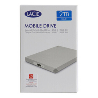 LaCie 移动硬盘 1t2t4t5t USB3.0/USB3.1-C Mobile Drive 棱镜 USB3.1+三合一数据线 2TB