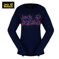 Jack Wolfskin 狼爪女装春季新款户外运动舒适透气时尚都市圆领长袖T恤5012901 5012901-1910/子夜黑 M