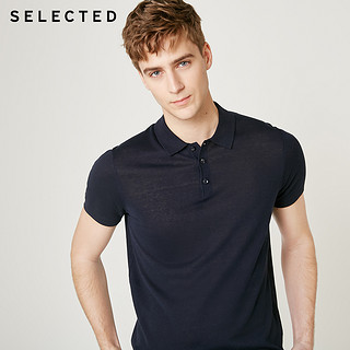 SELECTED思莱德男纯色休闲潮流poloshirt翻领短袖T恤S|419206547