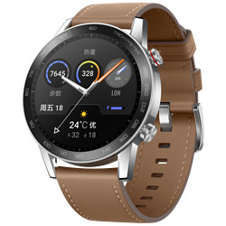 HONOR 荣耀 MagicWatch 2 智能手表 46mm 时尚款 亚麻棕+黑色 双表带