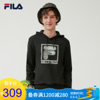 FILA 斐乐 FILA 斐乐官方卫衣男潮流休闲运动印花连帽上衣2020新品情侣款衣服 正黑色-BK 185/104A/XXL