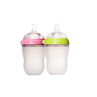 美国 可么多么奶瓶婴儿全 硅胶奶瓶粉色250ml+绿色250ml