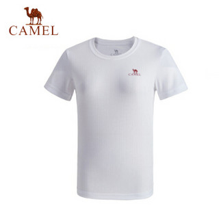 骆驼(CAMEL) 运动T恤男女休闲圆领上衣运动夏季短袖衣 C8S122338 女款白色 S
