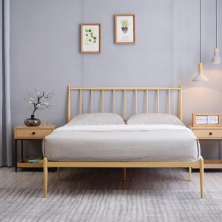 宜眠坊(ESF)床 铁床 简欧铁艺床 双人床 单人床 公寓铁架床 EC102白橡色 1.8米*2.0米