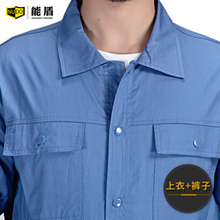能盾夏季纯棉工作服套装男长短袖劳保服上衣工装裤焊工铁路施工员工服饰ZY-809T809T浅灰短袖套装M/165