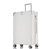 PointKid 飞机轮拉杆箱商务出差万向轮旅行箱 简约时尚大容量出国休闲旅行托运箱26英寸ZM010象牙白