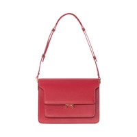 MARNI Trunk系列女士皮质纯色搭扣单肩包SBMPN09UL7LV688-Z232R 红色中包