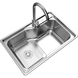 安华卫浴（ANNWA）厨房水槽304不锈钢龙头水槽拉伸双槽单槽洗菜盆洗碗盆洗手盆水池加厚送沥水篮 *30件