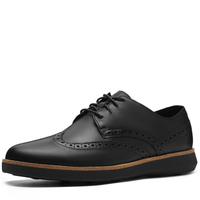 Clarks 男士休闲皮质系带圆头低帮平底鞋261430527 黑色41.5