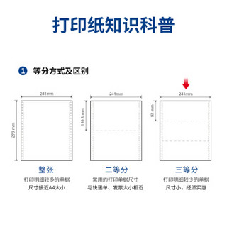 得力（deli）白令海四联三等分电脑打印纸 白色针式打印机纸 80列（撕边 色序:全白 1000页/箱）