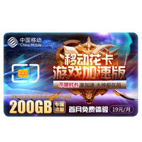 中国移动 游戏加速卡（ 加速功能仅限北京）200G游戏专属流量 全国通用