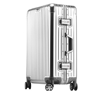 瑞士瑞戈全铝镁合金拉杆箱男女士行李箱静音万向轮旅行箱商务旅游登机箱20/24/29英寸学生密码箱子 银色|氧化款 20英寸