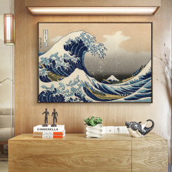 日式神奈川冲浪里浮世绘挂画和风料理店居酒屋装饰画日本壁画墙画 2件多少钱 什么值得买