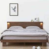 VISAWOOD 维莎原木 S9061-1 实木低铺双人床 1500*2000mm 胡桃色