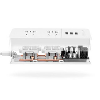 奥睿科（ORICO）MNP-2A3U USB插座/接线板 2位旅行便携排插/插排/插线板 防雷抗浪涌 1米线长 白