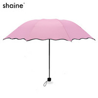 客户定制—女士防紫外线防晒太阳伞折叠三折遮阳晴雨伞遇水开花伞礼品印刷定制