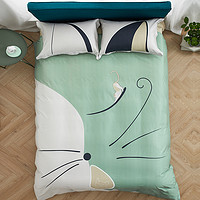 DAPU 大朴 精梳纯棉缎纹四件套-抽象猫 绿色 1.8m