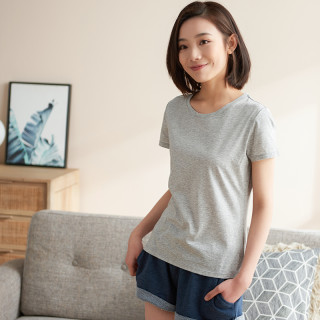 丝光棉莫女士圆领短袖基础t
