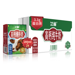 兰雀 唯鲜全脂牛奶 200ml*24盒 *4件