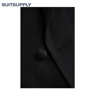 Suitsupply-Havana黑色亚麻平纹双排扣商务男士礼服西装上衣