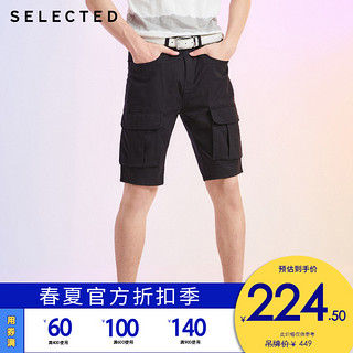 SELECTED思莱德夏季新休闲男棉麻工装多口袋牛仔短裤R|4202S3503