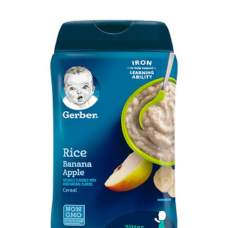 Gerber 嘉宝 香蕉苹果谷物益生菌米粉二段6个月以上227g/罐