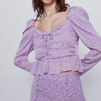ZARA 07969024018 女士蝴蝶结饰印花衬衫