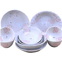 美浓烧樱花陶瓷碗碟盘子套装家用组合简约个性日式餐具套装10只