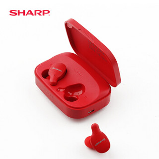 SHARP 夏普 HP-TW35真无线运动蓝牙耳机耳麦 迷你入耳式立体声耳塞澎湃音质 红色