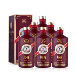 五粮液 15酱 53度酱香型白酒 500ml*6瓶 整箱（含3礼袋）