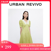 UR2020夏季新品女装法式V领灯笼袖连衣裙WH20SBGN2002